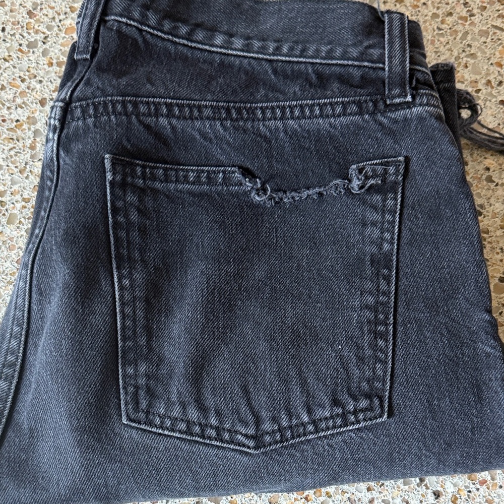 nuuds Women's High Rise Charcoal Distressed Jeans - Picture 6 of 6